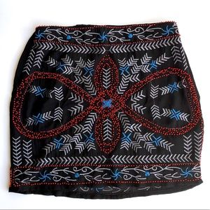LULUS Women’s Tribal Embroidered and Beaded Mini Skirt | Black | Size Small